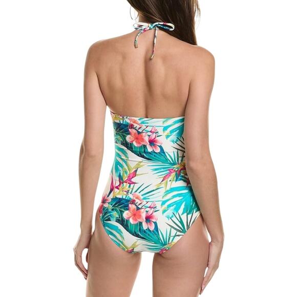 Vince Camuto Logo Ring Halter One Piece Swimsuit - Balines Floral Size 12 NWT - Picture 6 of 8